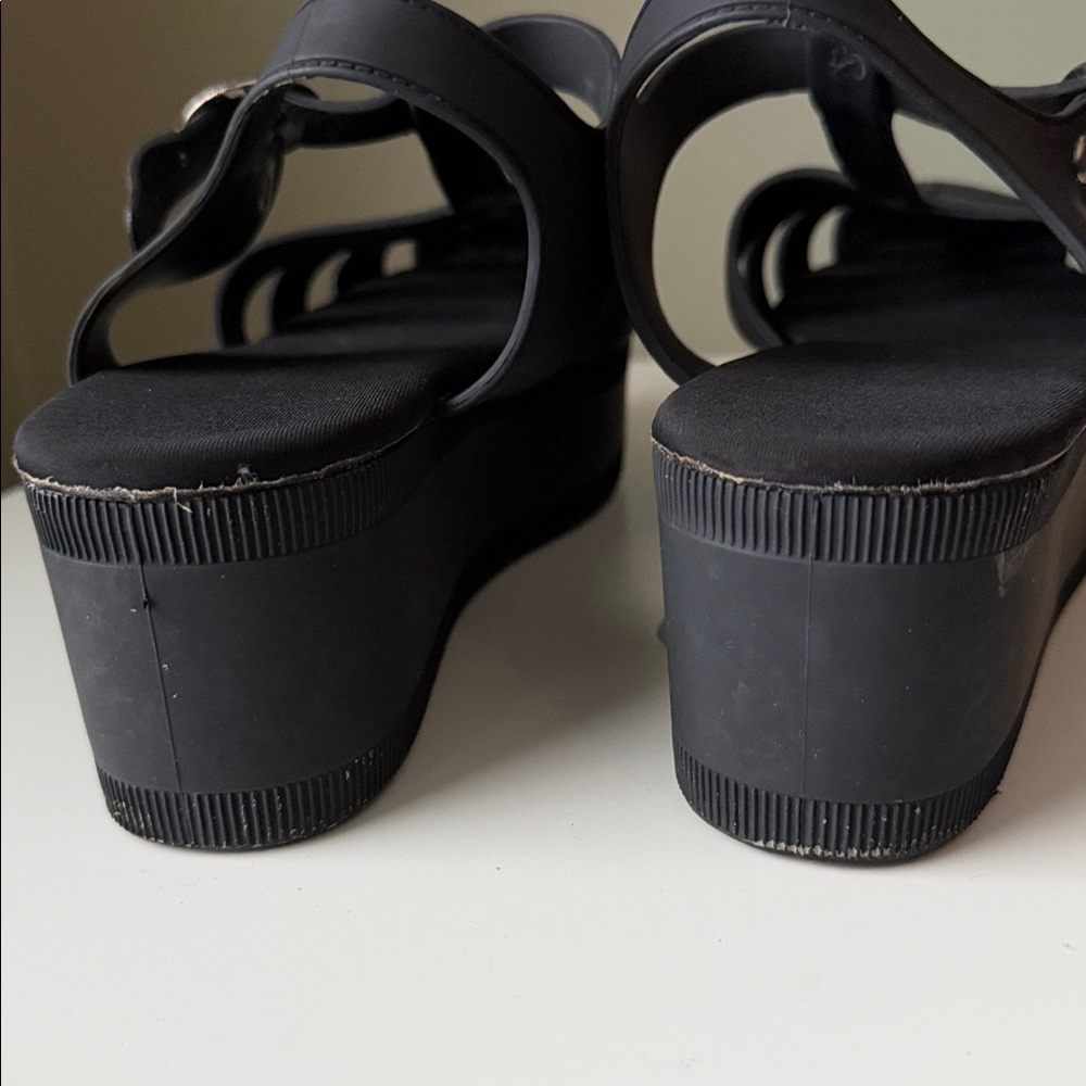 Jeffrey Campbell Candied Black Matte Chunky Platform Sturdy T-Strap Fisherman - Picture 10 of 16